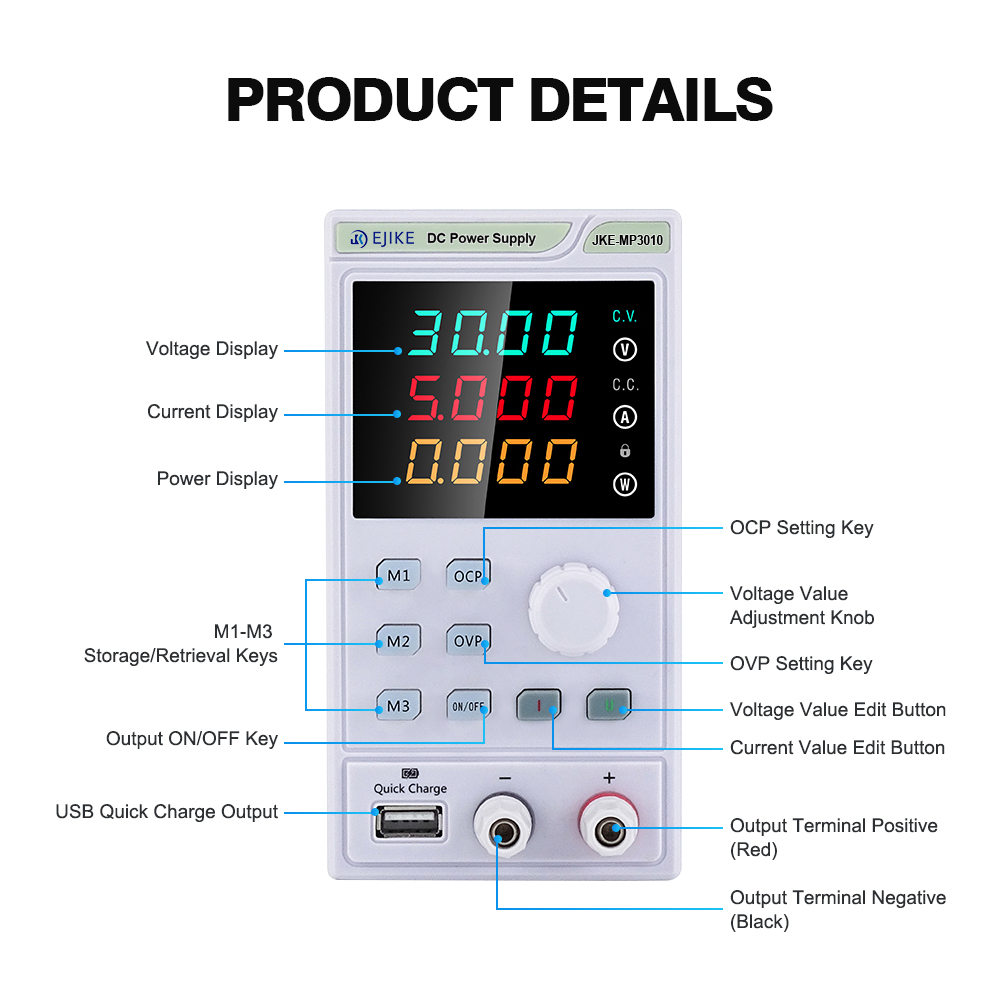 Fonte de Alimentação DC EJIKE  - Programmable Dc Power Supply 60V 10A avaliação e preço